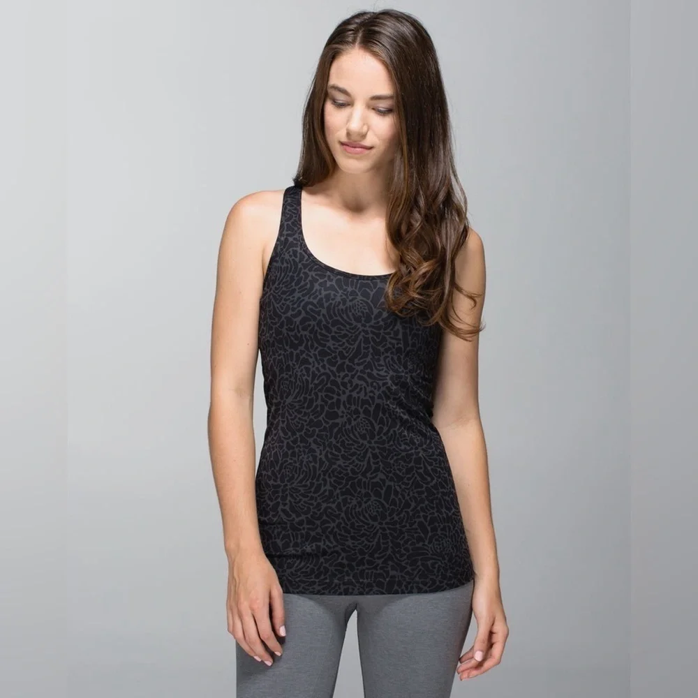 Lululemon Cool Racerback Petal Camo Printed‎ Black Deep Coal